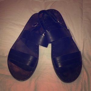 Frye Black Sandals with Gold detail